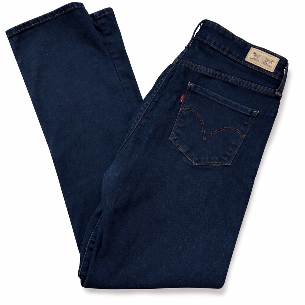 💙Levis Women’s Dark Wash Classic Straight Bootcut Mid-rise Denim Jeans | 12